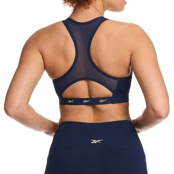 Reebok Women's Navy Lux Vector Sports Bra Size XL - Picture 2 of 8